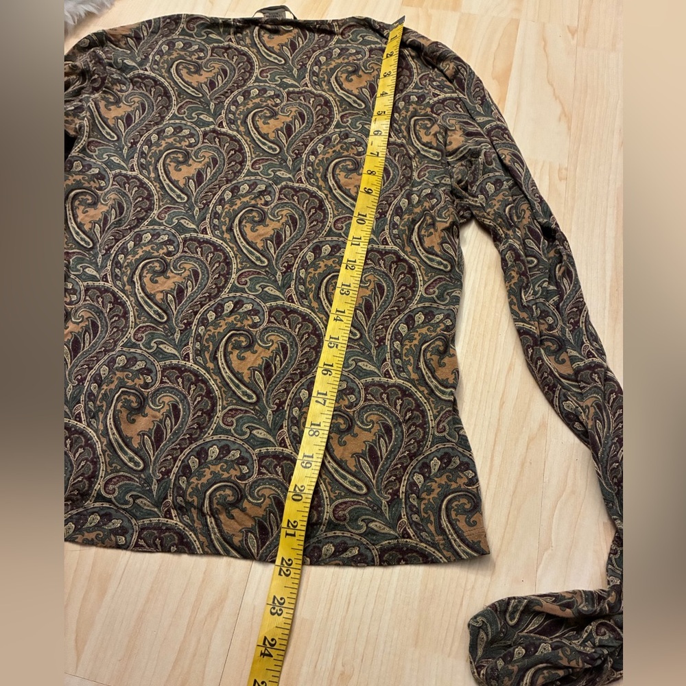 Les Copains Paisley Long-Sleeve V neck Slim Fit Top in Brown - Picture 5 of 12